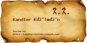 Kandler Kálmán névjegykártya
